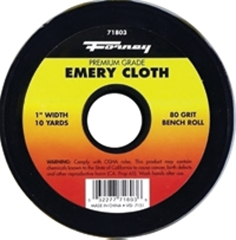 FORNEY Forney 71803 Bench Roll, 1 in W, 10 yd L, 80 Grit, Premium, Aluminum Oxide Abrasive, Emery Cloth Backing