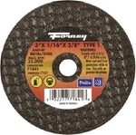 FORNEY Forney 71841 Cut-Off Wheel, 3 in Dia, 1/16 in Thick, 3/8 in Arbor, 46 Grit, Medium, Aluminum Oxide Abrasive
