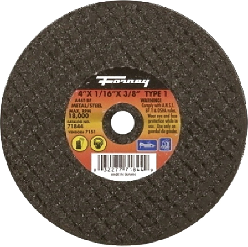 FORNEY Forney 71844 Cut-Off Wheel, 4 in Dia, 1/16 in Thick, 3/8 in Arbor, 46 Grit, Medium, Aluminum Oxide Abrasive TOOLS FORNEY