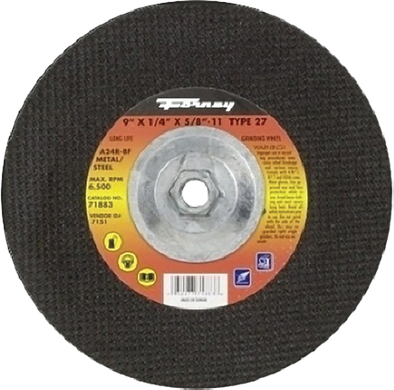 FORNEY Forney 71883 Grinding Wheel, 9 in Dia, 1/4 in Thick, 5/8-11 in Arbor, 24 Grit, Coarse, Aluminum Oxide Abrasive
