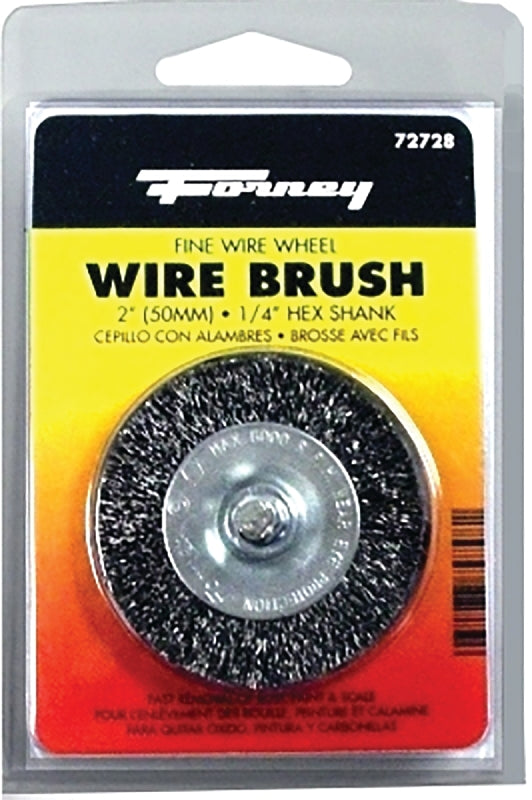 FORNEY Forney 72728 Wire Wheel Brush, 2 in Dia, 0.008 in Dia Bristle