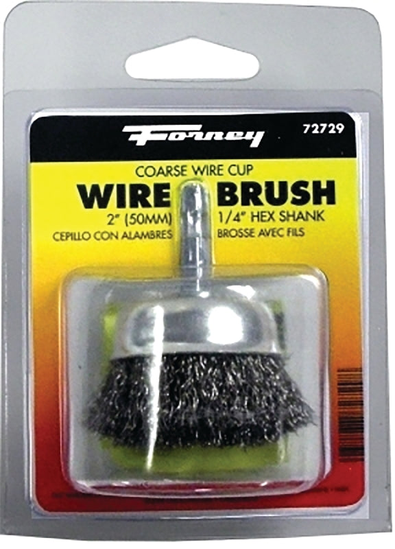 FORNEY Forney 72729 Wire Cup Brush, 2 in Dia, 0.012 in Dia Bristle, Steel Bristle TOOLS FORNEY