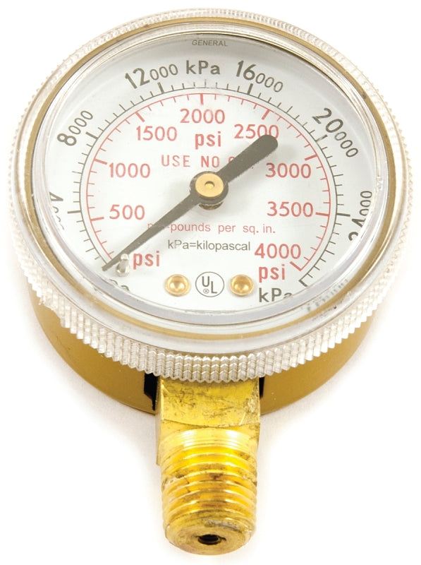 FORNEY Forney 87727 Regulator Gauge, 0 to 4000 psi Pressure, 1/4 in Connection, NPT