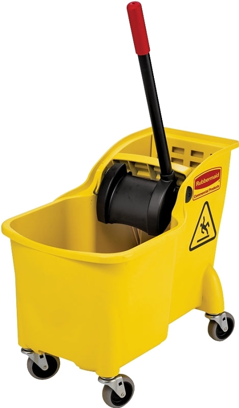 RUBBERMAID Rubbermaid FG738000YEL Bucket and Wringer Combo, 31 qt Capacity, Rectangular, Polypropylene Bucket/Pail