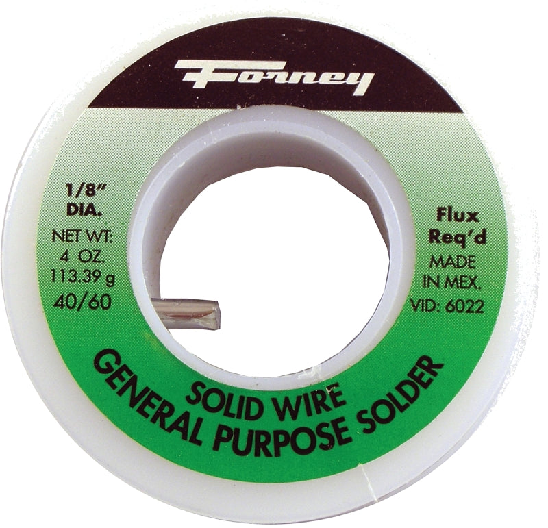 FORNEY Forney 38110 Solder, 8 oz, Solid, Silver/White, 421 deg F Melting Point