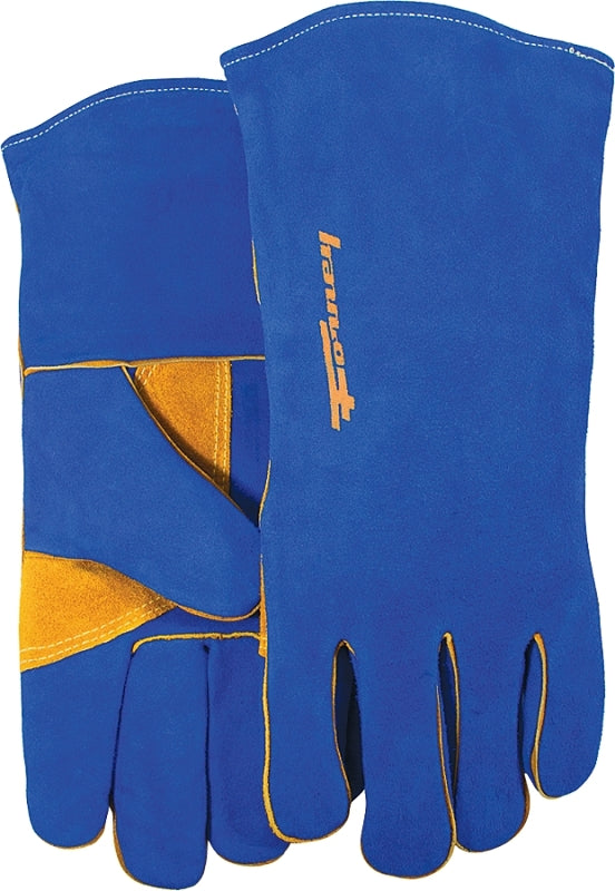 FORNEY ForneyHide 53422 Welding Gloves, Men's, L, 13-1/2 in L, Gauntlet Cuff, Leather Palm, Blue, Reinforced Crotch Thumb CLOTHING, FOOTWEAR & SAFETY GEAR FORNEY
