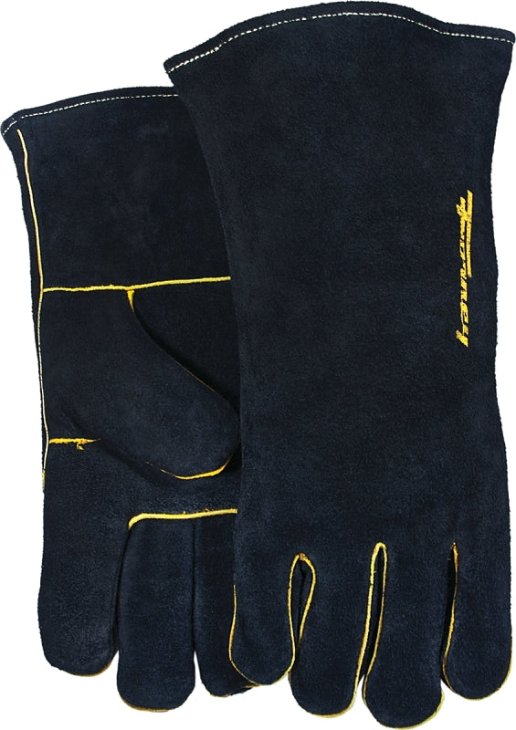 FORNEY ForneyHide 53425 Welding Gloves, Men's, L, Gauntlet Cuff, Leather Palm, Black, Wing Thumb, Leather Back CLOTHING, FOOTWEAR & SAFETY GEAR FORNEY   