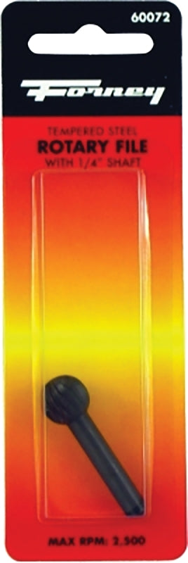 FORNEY Forney 60072 Ball Shaped Rotary File, 1/2 in Dia Cutting, 1/4 in Dia Shank, Steel TOOLS FORNEY
