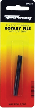 FORNEY Forney 60076 Cylindrical Rotary File with Flat Top, 1/4 in Dia Cutting, 1/4 in Dia Shank, Steel