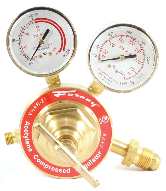FORNEY Forney 87101 Acetylene Regulator, 2-1/2 in Connection