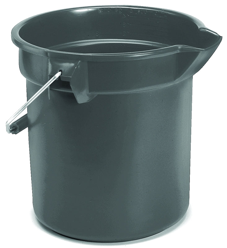 RUBBERMAID Rubbermaid Professional Plus FG296300GRAY Bucket, 10 qt Capacity, 10-1/2 in Dia, Polyethylene, Gray CLEANING & JANITORIAL SUPPLIES RUBBERMAID