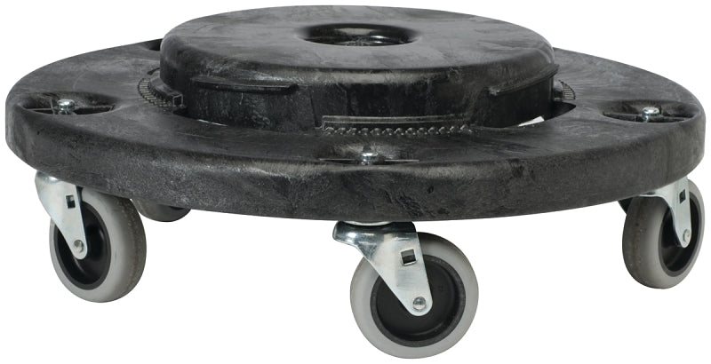 RUBBERMAID Brute FG264020BLA Trash Can Dolly, 350 lb, Plastic, Black
