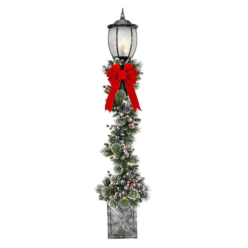 PULEO ASIA LIMITED Puleo Asia Limited 301-LPG-70F5LW05 Glittery Lamp Post Yard Decor, 20 in L, 20 in W, Metal/PVC, White, LED