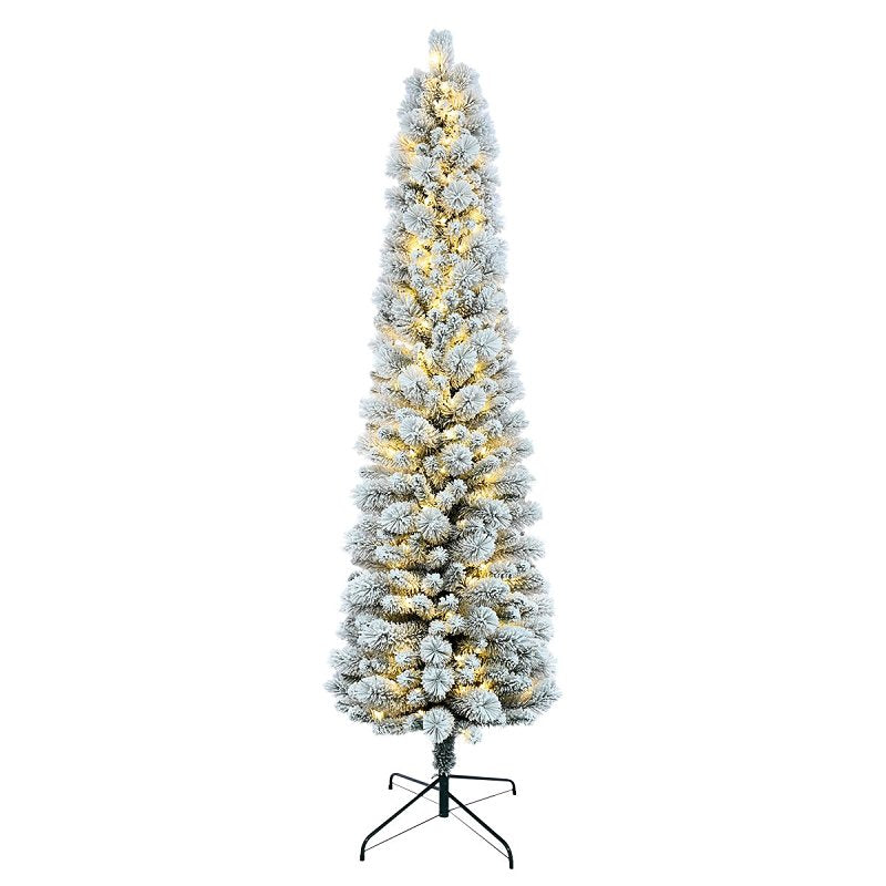 PULEO ASIA LIMITED Puleo Asia Limited TFP-75C350-K Toronto Flocked Tree, 7-1/2 ft H, Pine Family, Plug-In, Incandescent, Clear Light