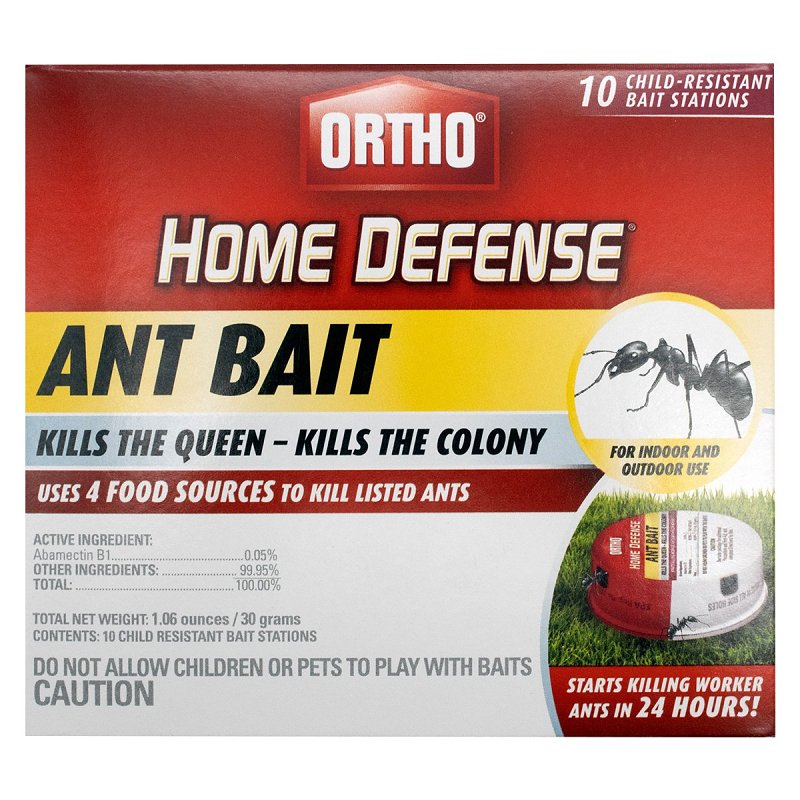 ORTHO Ortho Home Defense OHD-MAT10 Ant Bait Station, 4.32 in L, 2.2 in W, 3.82 in H, 1.06 oz Bait, Metal, Red/White LAWN & GARDEN ORTHO