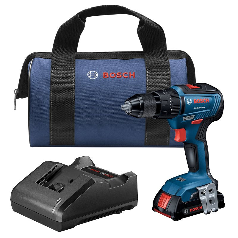 BOSCH Bosch GSB18V-490B12 Series Hammer Drill/Driver Kit, Battery Included, Keyless Chuck, 22,000 bpm Blows per Minute TOOLS BOSCH