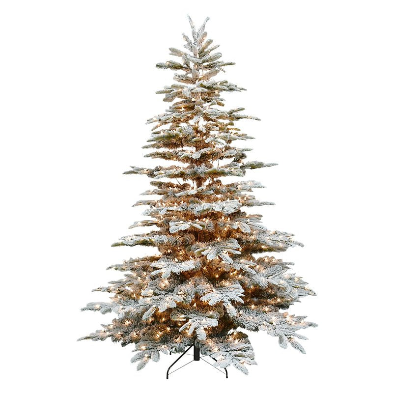 PULEO ASIA LIMITED Puleo Asia Limited FK-APGF-75C7 Alaskan Flocked Tree, 7-1/2 ft H, Fir Family, Plug-In, Incandescent, Clear Light