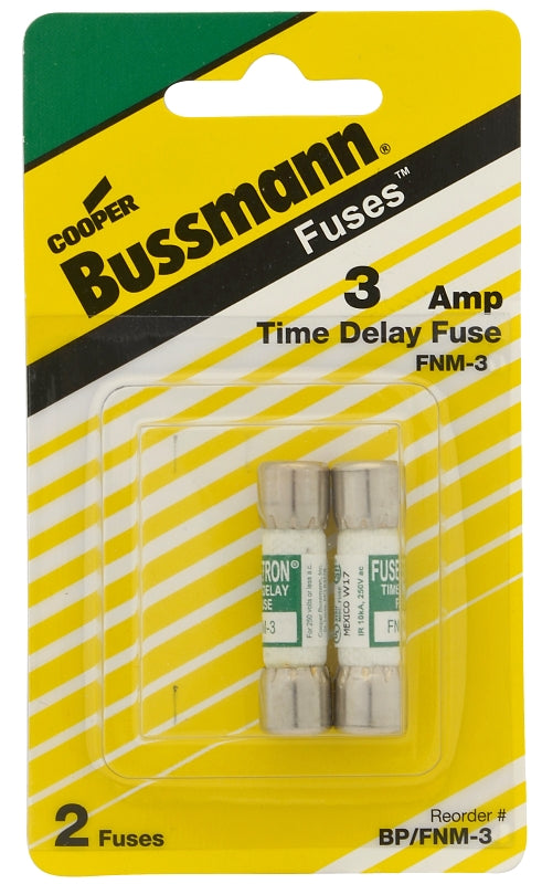 BUSSMANN Bussmann FNM-3 Time Delay Fuse, 3 A, 250 V, 100 A, 10 kA Interrupt, Melamine Body