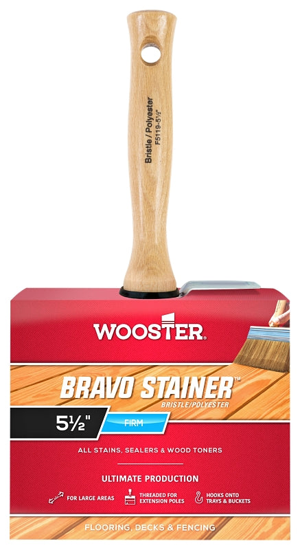 WOOSTER BRUSH Wooster F5119-5-1/2 Paint Brush, 5-1/2 in W, 3-1/4 in L Bristle, China/Polyester Bristle, Threaded Handle