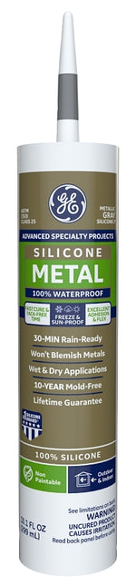 HENKEL CONSUMER ADHESIVES GE Advanced Specialty Metal Silicone 2 2816710 Sealant, Light Gray, 24 hr Curing, 10.1 fl-oz Cartridge PAINT HENKEL CONSUMER ADHESIVES