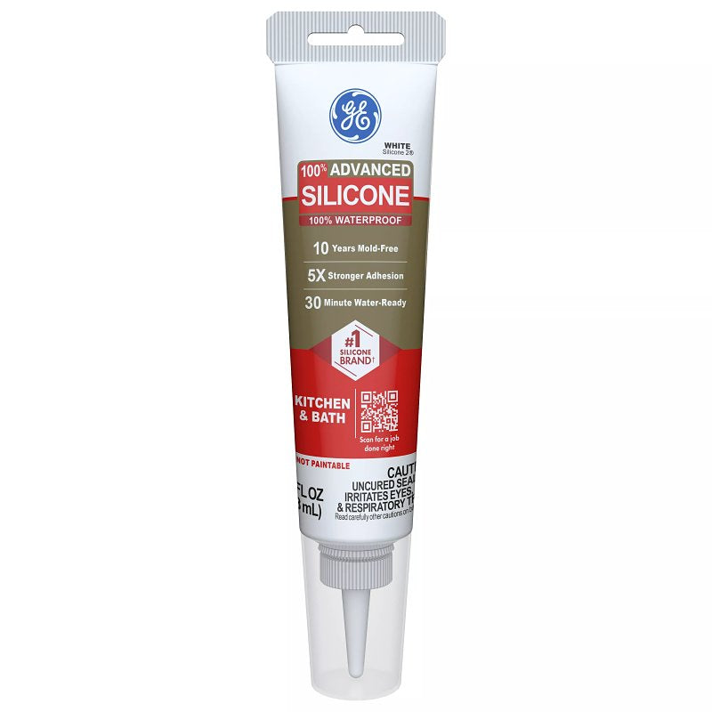 HENKEL CONSUMER ADHESIVES GE Advanced Silicone 2 2812566 Kitchen & Bath Sealant, White, 24 hr Curing, 2.8 fl-oz Squeeze Tube PAINT HENKEL CONSUMER ADHESIVES