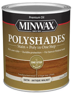 MINWAX Minwax PolyShades 61340444 Polyurethane, Satin, Liquid, Antique Walnut, 1 qt Can PAINT MINWAX