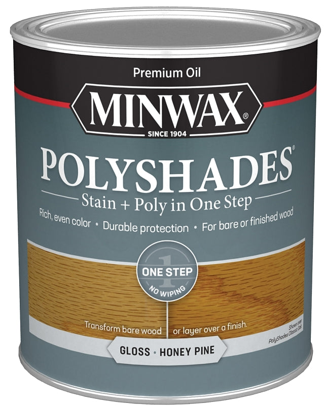MINWAX Minwax 61410444 Waterbased Polyurethane Stain, Gloss, Liquid, Honey Pine, 1 qt, Can PAINT MINWAX