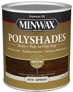 MINWAX Minwax PolyShades 613970444 Stain and Polyurethane, Satin, Liquid, Espresso, 1 qt PAINT MINWAX
