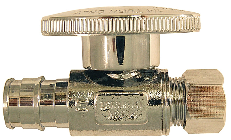 APOLLO Apollo EPXVS1238C Straight Stop Valve, 1/2 x 3/8 in Connection, PEX x Compression, 200 psi Pressure, Brass Body PLUMBING, HEATING & VENTILATION APOLLO
