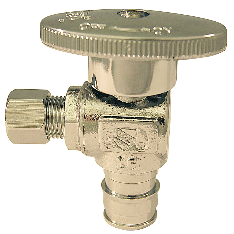 APOLLO Apollo EPXVA1214C Angle Stop Valve, 1/2 x 1/4 in Connection, PEX x Compression, 200 psi Pressure, Brass Body