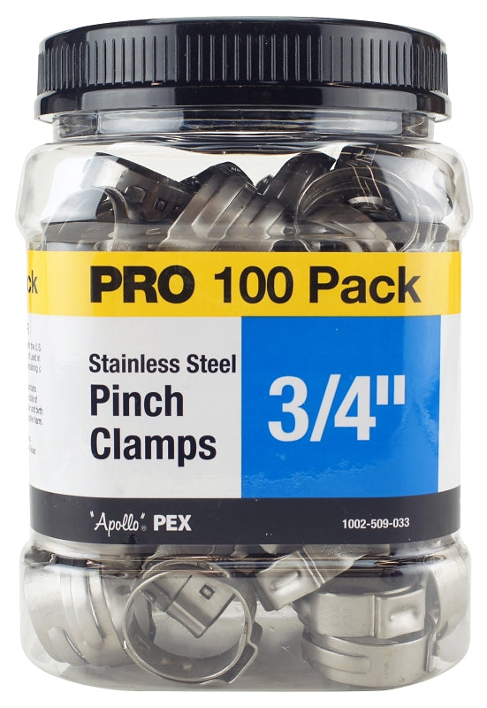 APOLLO Apollo PXPC34100JR Pinch Clamp, 3/4 in, Stainless Steel, 100/PK PLUMBING, HEATING & VENTILATION APOLLO