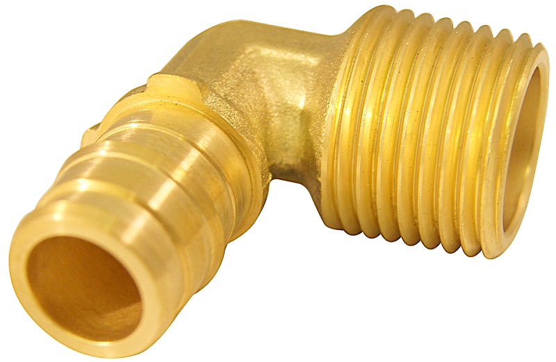 APOLLO Apollo EPXME1212 Pipe Elbow, 1/2 in, Barb x MNPT, 90 deg Angle, Brass, 200 psi Pressure