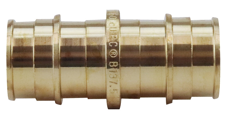 APOLLO Apollo ExpansionPEX Series EPXC3434 Coupling, 3/4 in, Barb, Brass, 200 psi Pressure, 1.69 in L