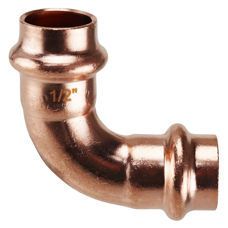 APOLLO Apollo XPRE1230JR Elbow, 1/2 in, Press Fit, 90 deg Angle, Copper, 300 psi Pressure PLUMBING, HEATING & VENTILATION APOLLO