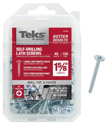 TEKS Teks 21536 Lath Screw, #8 Thread, Truss Head, Phillips Drive, Drill Point, Steel, Zinc, 120 PK