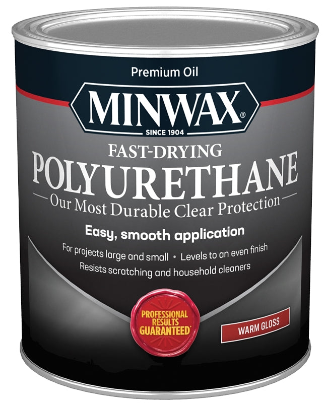 MINWAX Minwax 63000444 Polyurethane, Oil Base, Clear, Gloss, Liquid, 1 qt Can, 0.86 Specific Gravity