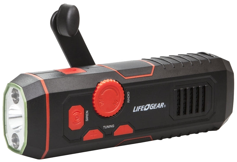 DORCY Dorcy Storm Proof Series LG38-60675-RED Crank Radio Light, 480 mAh, Lithium-Ion Battery, LED Lamp, 30 Lumens, Black/Red ELECTRICAL DORCY