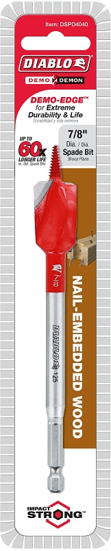 DIABLO Diablo Demo Demon DSPD4040 Spade Bit, 7/8 in Dia, 6 in OAL, 1/4 in Dia Shank, Hex Shank TOOLS DIABLO