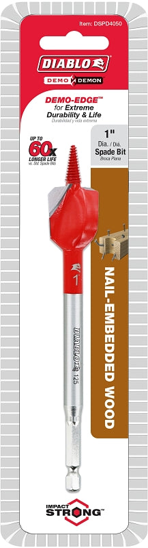 DIABLO Diablo Demo Demon DSPD4050 Spade Bit, 1 in Dia, 6 in OAL, 1/4 in Dia Shank, Hex Shank TOOLS DIABLO