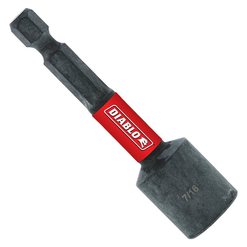 DIABLO Diablo DNTSL716B Magnetic Nutsetter, 7/16 in Drive, 2-9/16 in L, 1/4 in L Shank, Hex Shank