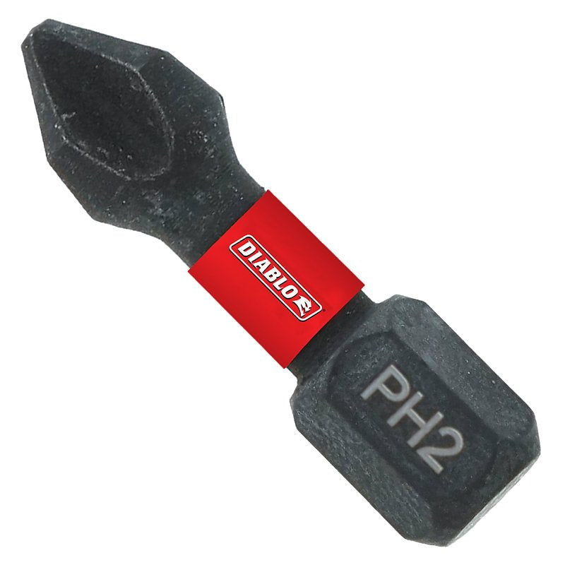 DIABLO Diablo DPH21B Drive Bit, #2 Drive, Phillips Drive, 1/4 in Shank, Hex Shank, 1 in L