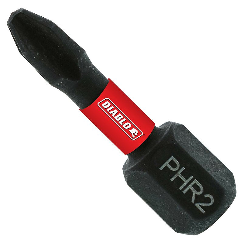 DIABLO Diablo DPH2R1B Reduced Screwdriver Bit, #2 Drive, Phillips Drive, 1/4 in Shank, Hex Shank, 1 in L TOOLS DIABLO