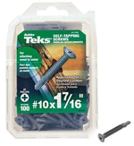 TEKS Teks 21380 Screw, #10 Thread, 1-7/16 in L, Coarse Thread, Flat Head, Phillips Drive, Self-Drilling, Self-Tapping Point