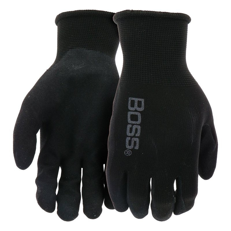 BOSS MFG Boss Tactile Grip Series B31252-L Coated Gloves, L, Knit Wrist Cuff, Nitrile Coating, Foam Nitrile, Black