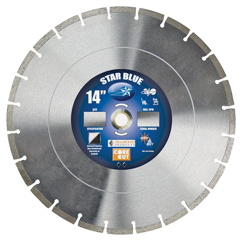 DIAMOND PRODUCTS Diamond Products 14355 Circular Saw Blade, 14 in Dia, 1 in Arbor, Diamond Cutting Edge, Applicable Materials: Asphalt TOOLS DIAMOND PRODUCTS