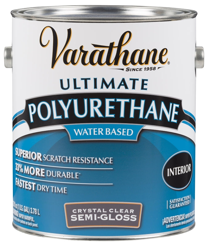 VARATHANE Rust-Oleum 200131 Polyurethane, Semi-Gloss, Liquid, Crystal Clear, 1 gal, Can PAINT VARATHANE