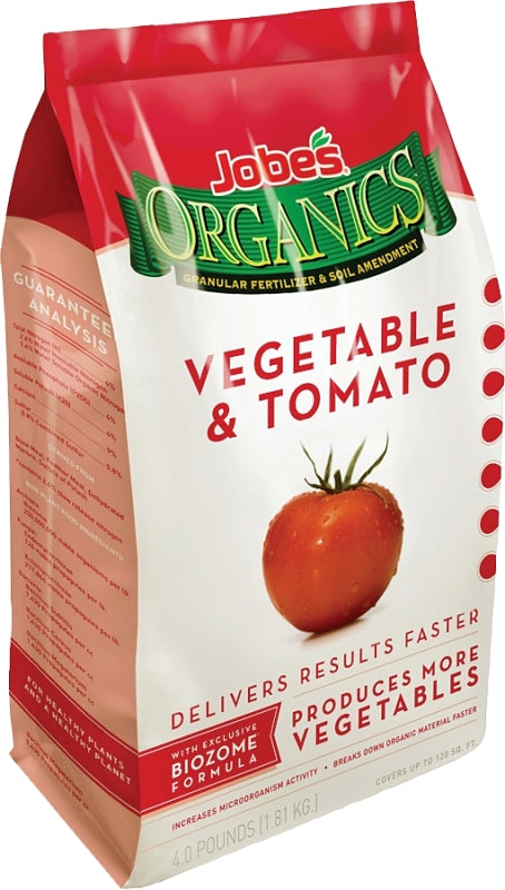 LAWN & GARDEN LLC Jobes 09026 Vegetable and Tomato Organic Plant Food, 4 lb Bag, Granular, 2-5-3 N-P-K Ratio