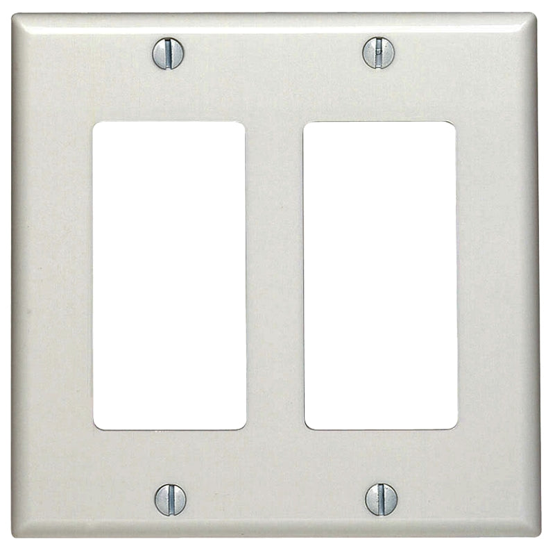 LEVITON Leviton 80409-NW Wallplate, 4-1/2 in L, 4.56 in W, 2 -Gang, Nylon, White ELECTRICAL LEVITON