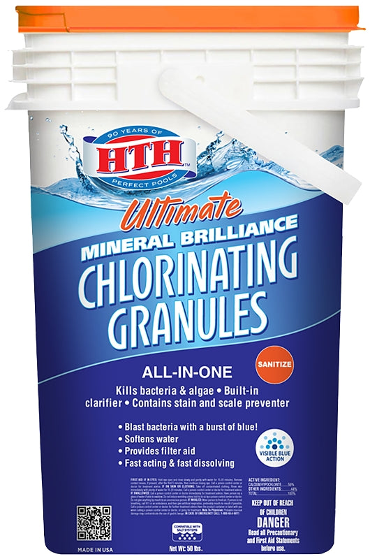 HTH HTH Ultimate Mineral Brilliance 22009 Chlorinating Granule, Powder, Chlorine-Like, 50 lb OUTDOOR LIVING & POWER EQUIPMENT HTH