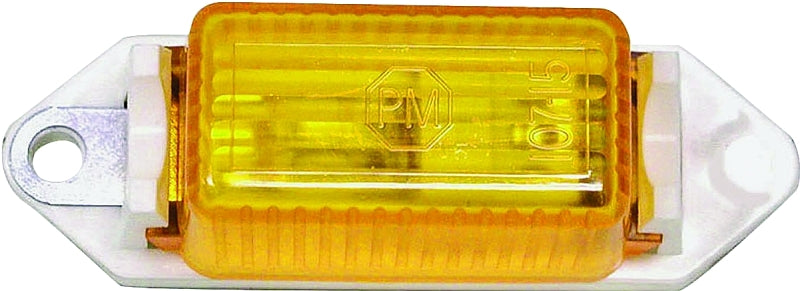 PETERSON MFG PM V107WA Marker Light, Rectangular, 3.18 in W, 1 in H, 12 V, Incandescent Lamp, Amber Lens, Screw